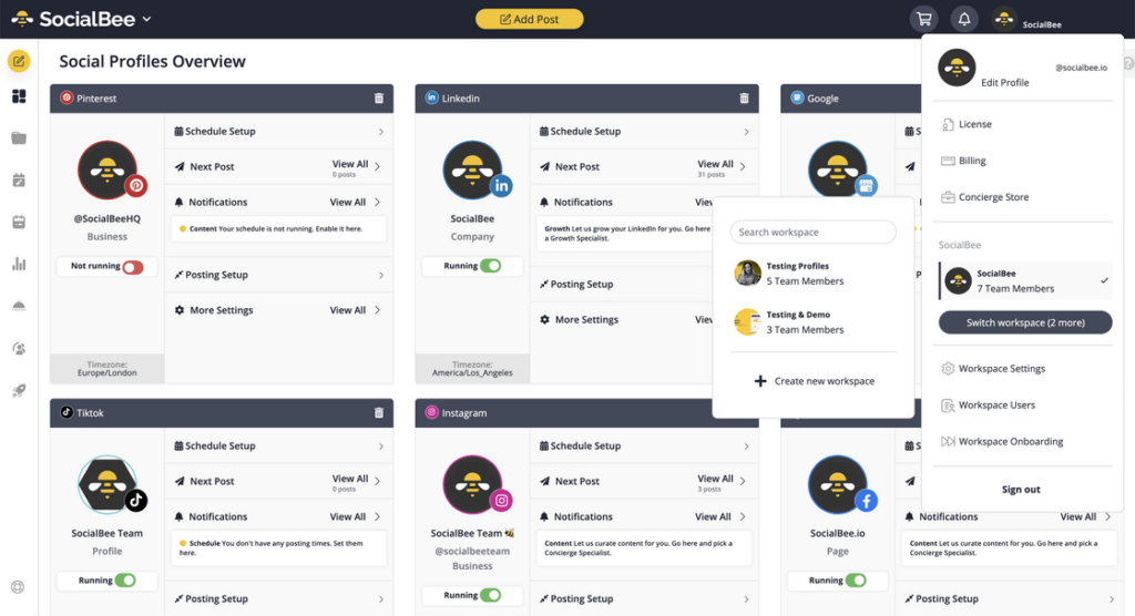 connect profiles on soicalbee