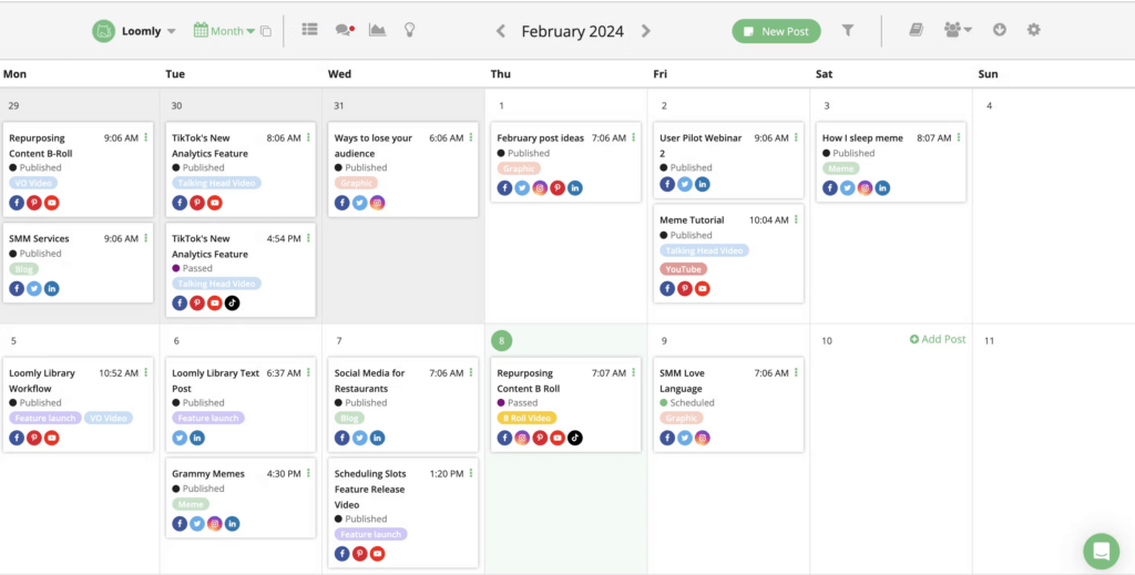 meta business suite alternatives- Loomly content calendar