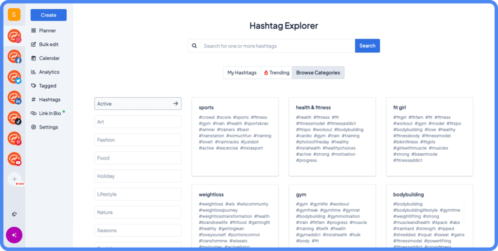 Social media Automation tools for small businesses - Hashtag explorer