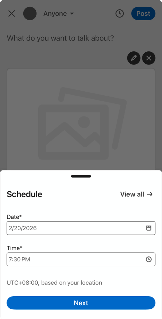  schedule LinkedIn posts mobile