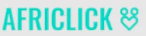 Africlick logo with teal text and a stylized heart-shaped icon.