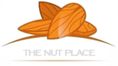 Logo with illustration of three almonds above the text 'THE NUT PLACE'.