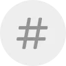 Gray hashtag symbol centered on a light gray circular background.