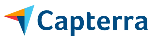 Capterra logo with a multicolored triangular icon and the text 'Capterra' in blue font.
