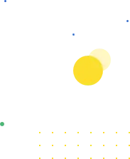 Abstract design with black background featuring scattered yellow and cream circles and small yellow square dots in lower right corner.