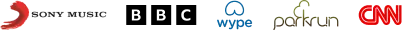 Logos of Sony Music, Wype, parkrun, and CNN in a horizontal row.