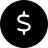 White dollar sign centered on a black background.