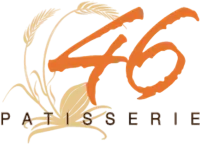 Logo featuring stylized script '46' with decorative flourishes above the word 'PATISSERIE'.