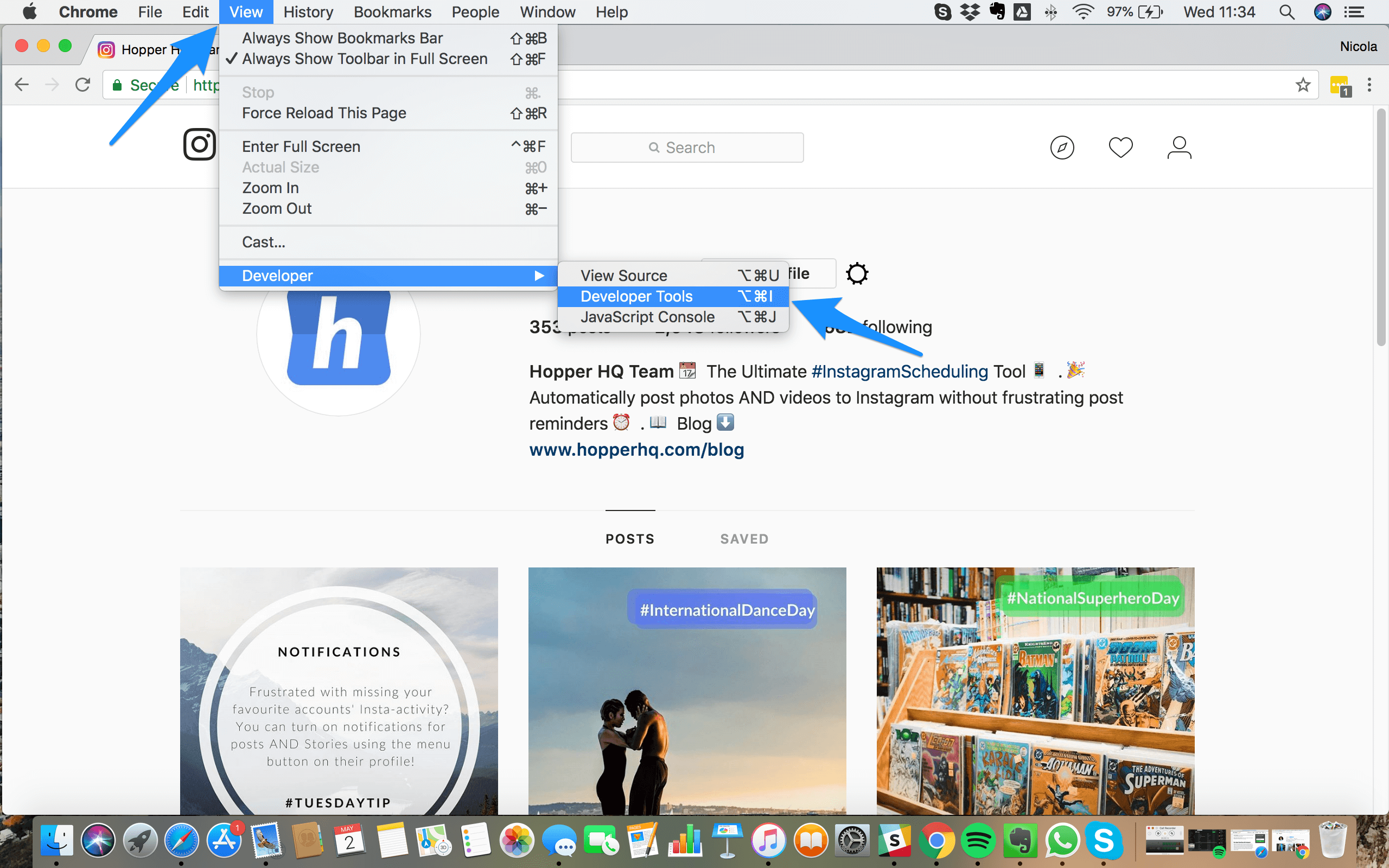 how to add a post on instagram from macbook